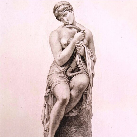 Innocence 1834 Engraving Bienaime Victorian Art Snake Beautiful Woman DWBB3 - Picture 1 of 2